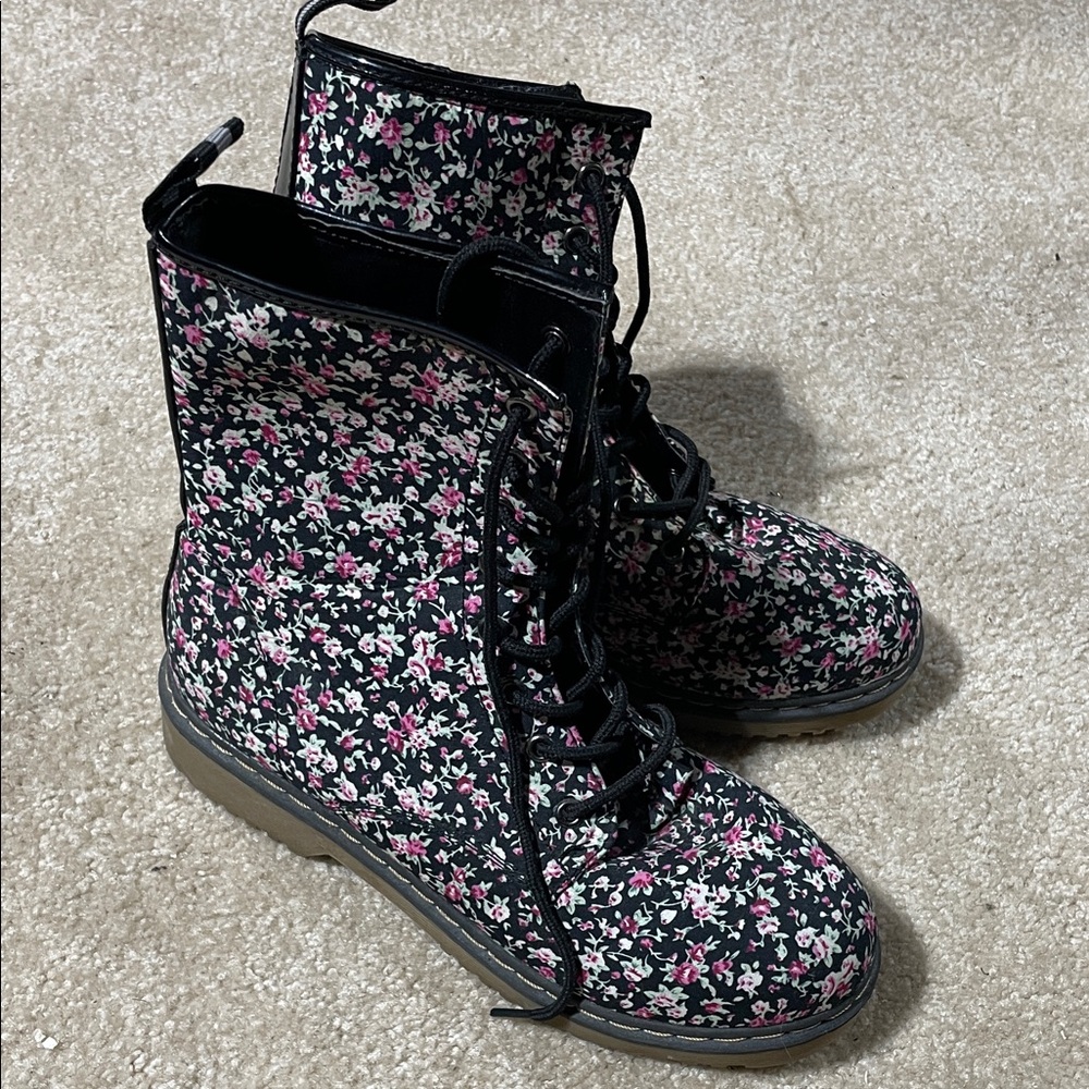 Forever 21 Floral Combat Boots